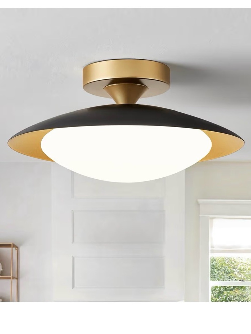 Modern Semi-Flush Ceiling Light - Black & Gold